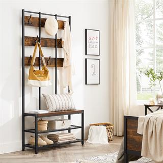 Miljøbillede af Vasagle garderobemøbel i rustik brun og sort.