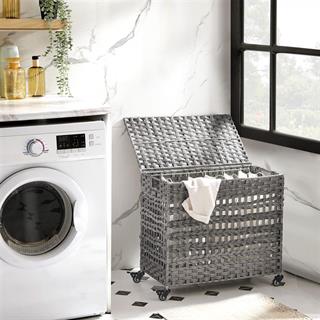 Miljøbillede af Songmics vasketøjskurv i grå.
