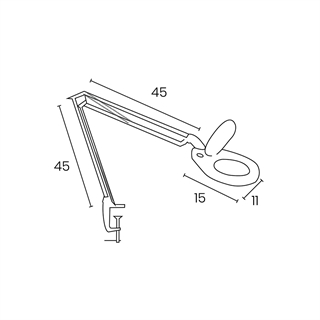 UNILUX zoom lampe stregtegning med mål