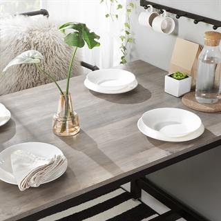 Miljøbillede af Vasagle bord- og skammelsæt i gråbrun med sort stel.