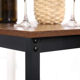 Produktbillede af bordkant på Vasagle højbord i rustik brun med sort stel.
