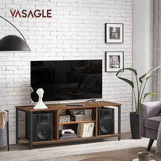 Miljøbillede af Vasagle TV-møbel i rustik brun med sort stel.