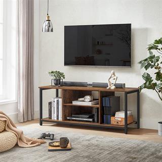 Miljøbillede af Vasagle TV-møbel i rustik brun med sort stel.