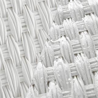 Produktbillede af oveflade på Vasagle dobbelt vasketøjskurv i hvid.