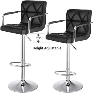 Produktbillede af Vasagle sæt á to barstole i sort med krom stel.