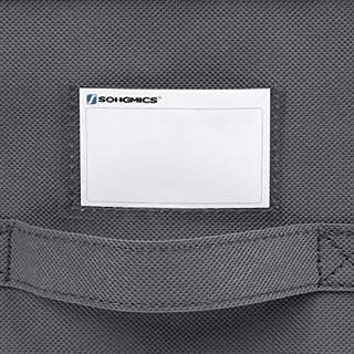 Produktbillede af håndtag og kategorimarkat på Songmics sæt á opbevaringskasser i grå.