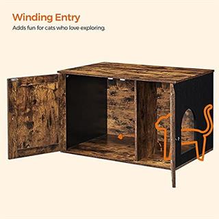 Produktbillede af Vasagle kattemøbel i rustik brun med sort sidepanel.