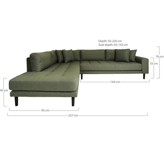 Lido venstrevendt hjørnesofa med mål.