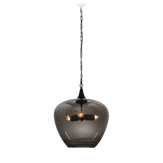 Plymouth loftslampe i sort/røgtfarvet glas fra Design by Grönlund