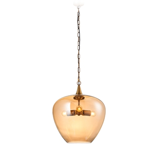 Plymouth loftslampe i messing/champagnefarvet glas fra Design by Grönlund