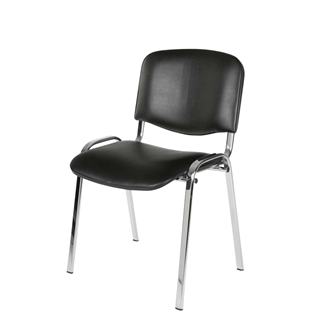 Comfort Basic konferencestol i kunstlæder i sort/krom fra FTI.