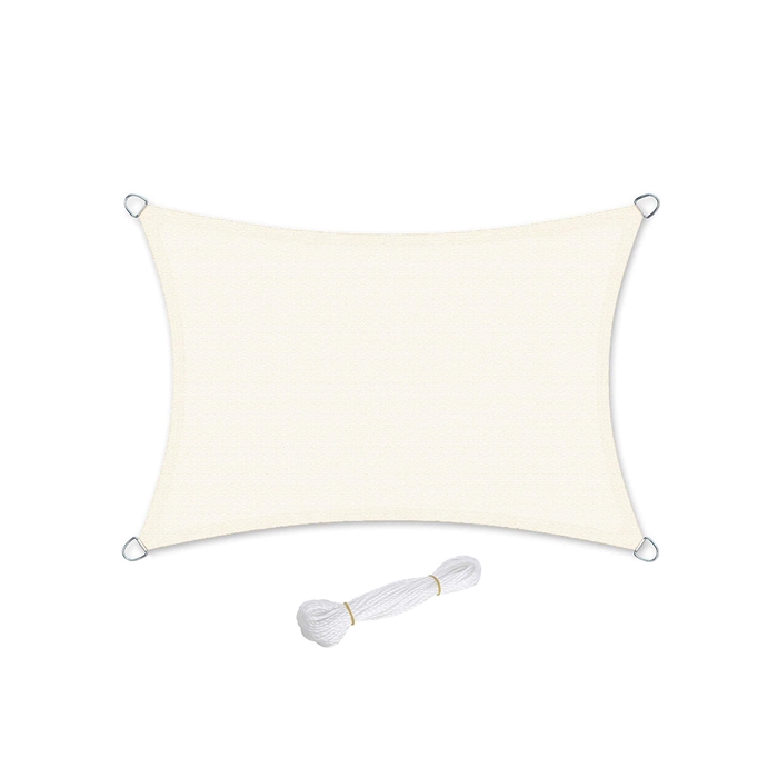 Solsejl 200x300 cm fra Songmics i beige hvid.