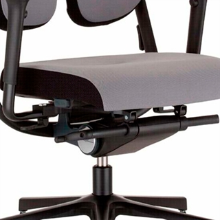 Detajle af Duo-Back ergonomisk kontorstol. Fås kun i sort - armlæn er tilkøb.