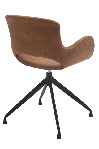 Luna spisebordsstol i lysebrunt mikrofiber med sort drejefod fra House of Sander.