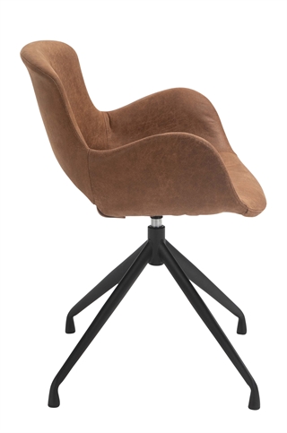 Luna spisebordsstol i lysebrunt mikrofiber med sort drejefod fra House of Sander.