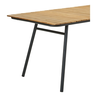 Detalje af stellet til Cleveland have- eller spisebord i teak/sort fra House Nordic.