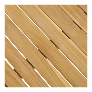 Detalje af bordpladen til Cleveland have- eller spisebord i teak/sort fra House Nordic.