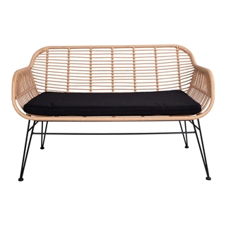 Triest havesofa i natur/sort med hynde fra House Nordic.