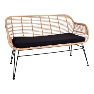 Triest havesofa i natur/sort med hynde fra House Nordic.