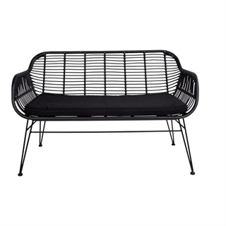 Triest havesofa i sort/sort med hynde fra House Nordic.
