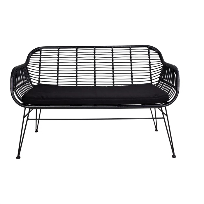 Triest havesofa i sort/sort med hynde fra House Nordic.