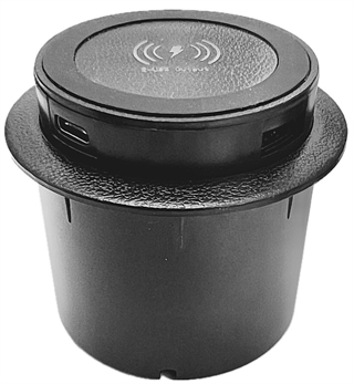 BBY-T9C - USB Stikdåse med QI oplader til indbygning fra Complement.