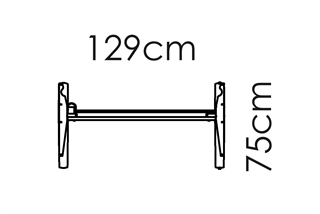 Skitse af hæve sænkestel  129 x 75 cm
