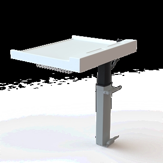 Conset BSR121 vægmonteret puslebord med hæve/sænkefunktion i hvid/sølvgrå.