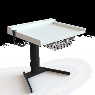 Conset BSR103 1-søjlet hæve/sænke puslebord med hæve/sænkefunktion i hvid/sort.