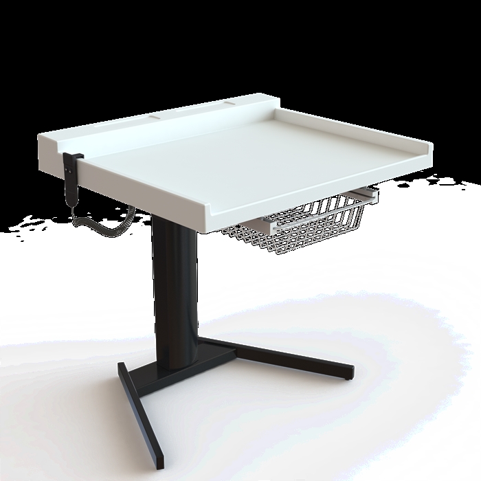 Conset BSR103 1-søjlet hæve/sænke puslebord med hæve/sænkefunktion i hvid/sort.
