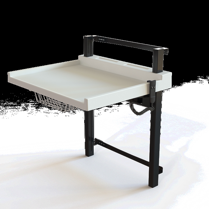 Conset BBR105 vægmonteret puslebord med hæve/sænkefunktion i hvid/sort.