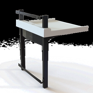 Conset BBR105 vægmonteret puslebord med hæve/sænkefunktion i hvid/sort.