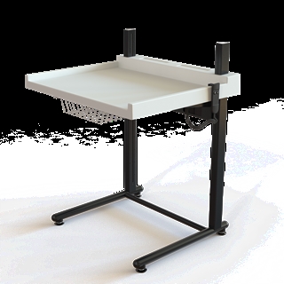 Conset BBR117 2-søjlet hæve/sænke puslebord med hæve/sænkefunktion i hvid/sort.