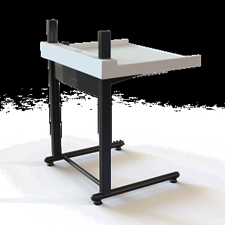 Conset BBR117 2-søjlet hæve/sænke puslebord med hæve/sænkefunktion i hvid/sort.