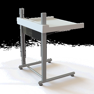 Conset BSR117 2-søjlet hæve/sænke puslebord med hæve/sænkefunktion i hvid/sølvgrå.