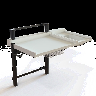 Conset BSR107 vægmonteret puslebord med vask og hæve/sænkefunktion i hvid/sort.