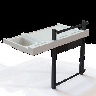 Conset BSR107 vægmonteret puslebord med vask og hæve/sænkefunktion i hvid/sort.