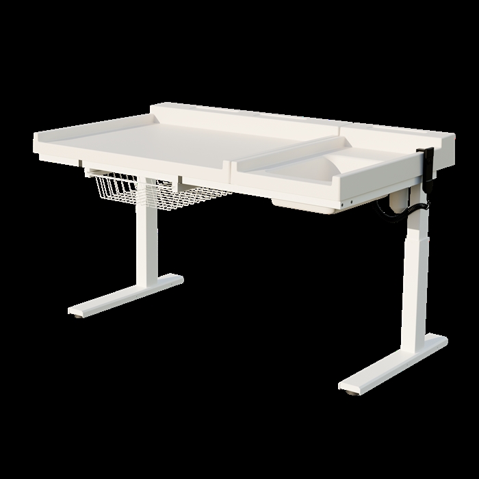 Conset BWR123 puslebord med vask og hæve/sænkefunktion i hvid.