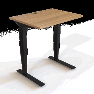 501-37 Børne/junior hæve/sænkebord 80x60 cm i valnød/sort fra Conset 