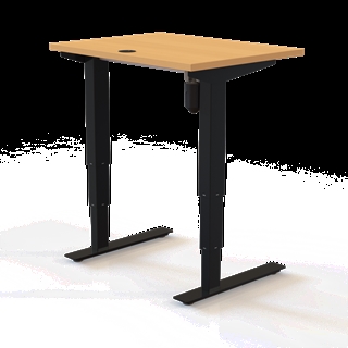 501-37 Børne/junior hæve/sænkebord 80x60 cm i bøg/sort fra Conset 