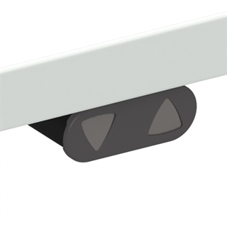 Nærbillede af betjeningspanelet under bordplade i hvid.