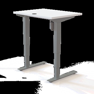 501-37 Børne/junior hæve/sænkebord 80x60 cm i hvid/sølvgrå fra Conset 