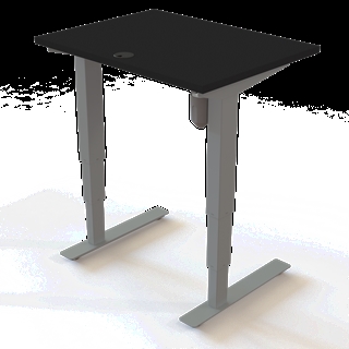 501-37 Børne/junior hæve/sænkebord 80x60 cm i sort/sølvgrå fra Conset 
