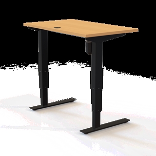 501-37 Børne/junior hæve/sænkebord 100x60 cm i bøg/sort fra Conset 