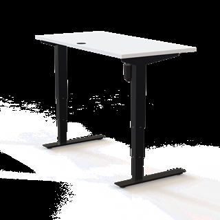 501-37 Børne/junior hæve/sænkebord 120x60 cm i hvid/sort fra Conset 