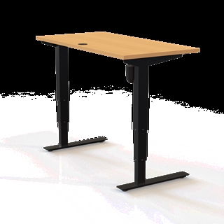 501-37 Børne/junior hæve/sænkebord 120x60 cm i bøg/sørt fra Conset 