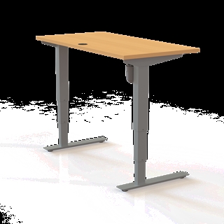 501-37 Børne/junior hæve/sænkebord 120x60 cm i bøg/sølvgrå fra Conset 