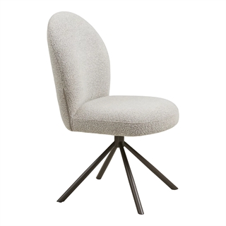 Lana spisebordsstol i sandfarvet bouclé med grå drejefod fra House Nordic.