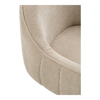 Detalje af Tamera spisebordsstol m/armlæn i lysegrå med sort drejefod fra House Nordic.