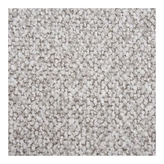 Nærbillede af stoffet på Salvador loungesofa i lysegrå bouclé og sorte ben fra House Nordic.